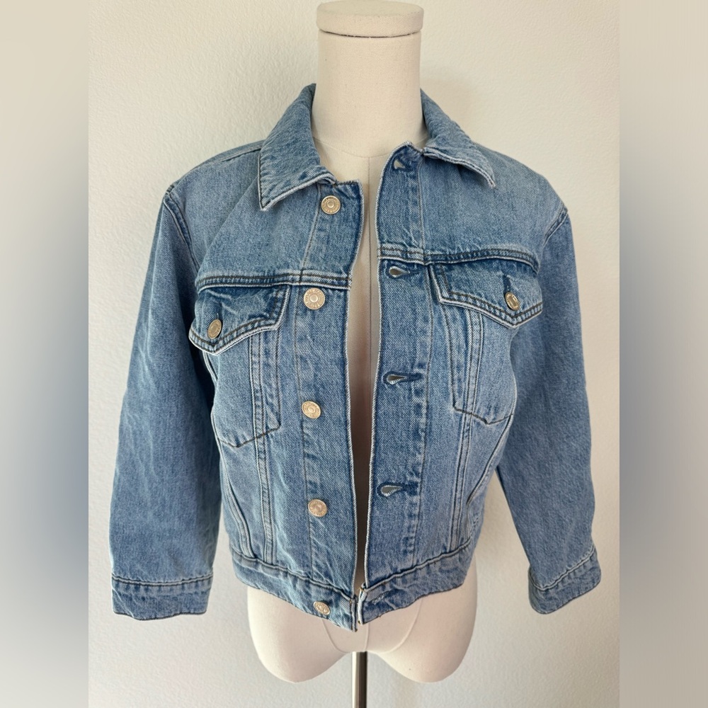 7 For All Mankind Cropped Jacket Womens Small Blue NWT